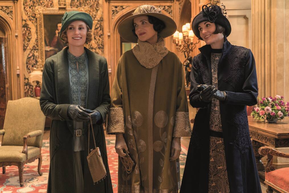 Back in action: Laura Carmichael, Elizabeth McGovern and Michelle Dockery as Edith, Cora and Mary in the Downton Abbey movie, rated PG, in cinemas now.