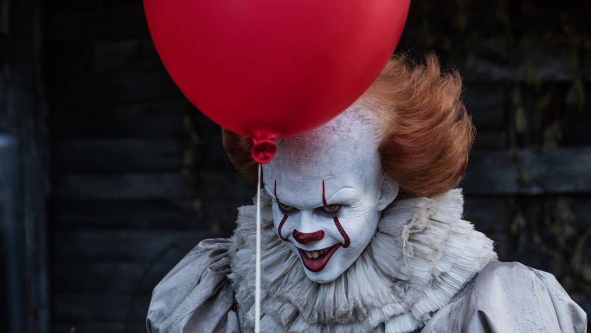 Creepy: Bill Skarsgard will be scaring children for years to come in his terrifying role as Pennywise the Dancing Clown in It, which is in cinemas now and rated MA15+.