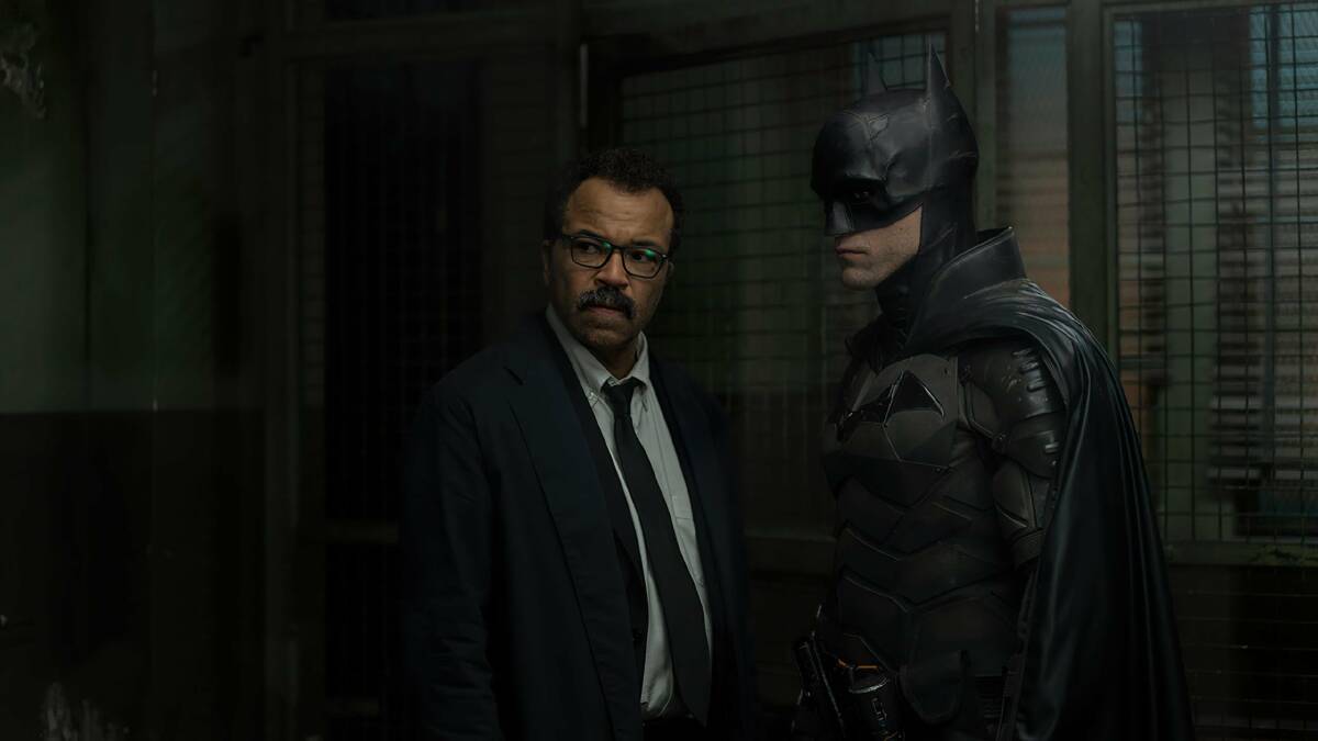 Jeffrey Wright and Robert Pattinson as James Gordon and Batman in The Batman, rated M, in cinemas now. Picture: Warner Bros