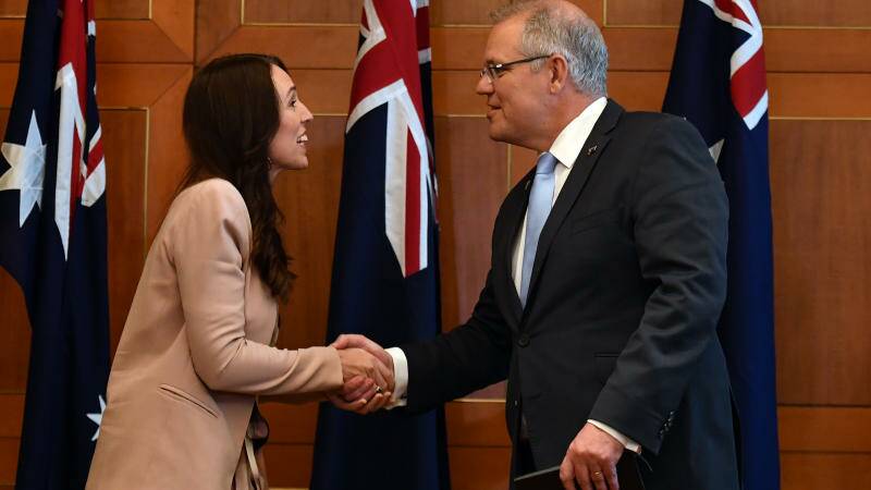 New Zealand's Prime Minister Jacinda Ardern and Australia's Prime Minister Scott Morrison meet for a bilateral meeting during the 2018 ASEAN Summit.