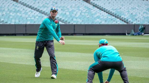 Australian cricket team captain Steve Smith trains at at the MCG ahead of the fourth Test. Photo: AAP