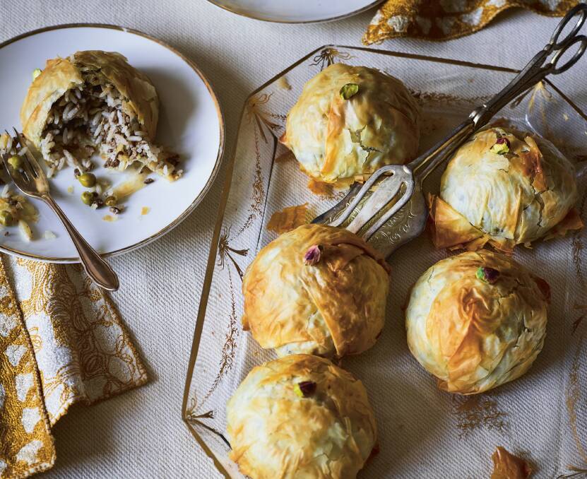 Ouzi (filo pastries with meat and rice filling). Picture: Jeroen van der Spek