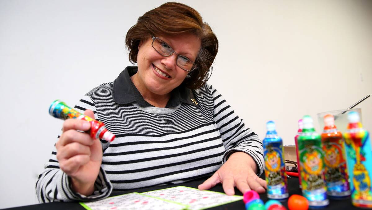 Dabbing her way to happiness: Hobartville’s Cindy O’Loughlin says the best hing about playing bingo is the people you meet. Picture: Geoff Jones