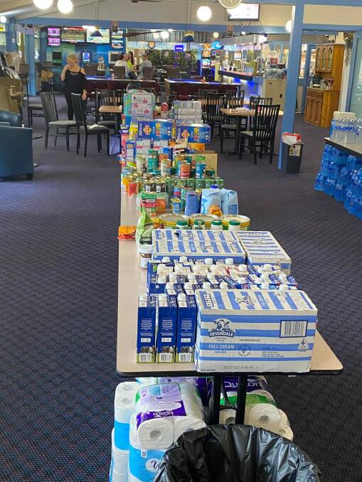 Care packages are available for flood-affected residents from the Wisemans Ferry Bowling Club. Picture: Wisemans Ferry Rural Fire Service/Facebook