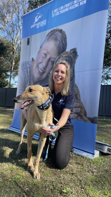 Greyhounds As Pets NSW General Manager, Dr Alicia Fuller, with Toast the greyhound at the official launch of the the organisation's Richmond adoption centre. Picture: Sarah Falson