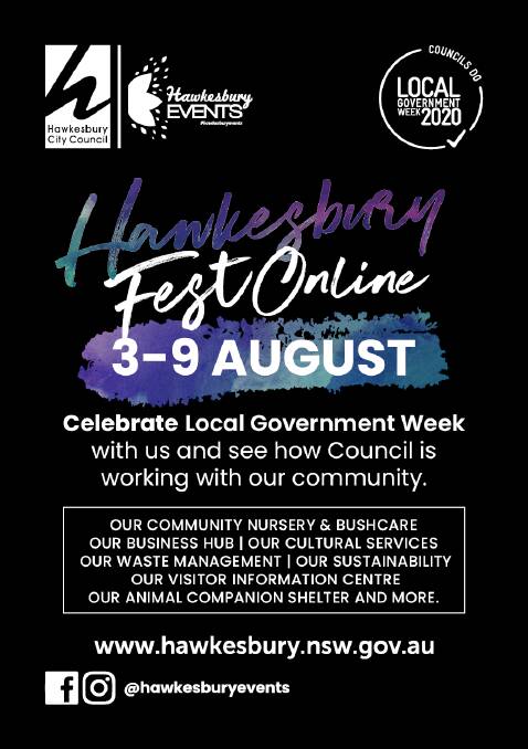 Online initiative: The official flyer for the 2020 Hawkesbury Fest, which will take place online during Local Government Week in August. Picture: Supplied