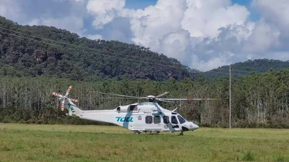 Toll Air Ambulance flew the woman to Westmead Hospital in a stable condition. Picture: Hawkesbury Police Area Command/Facebook