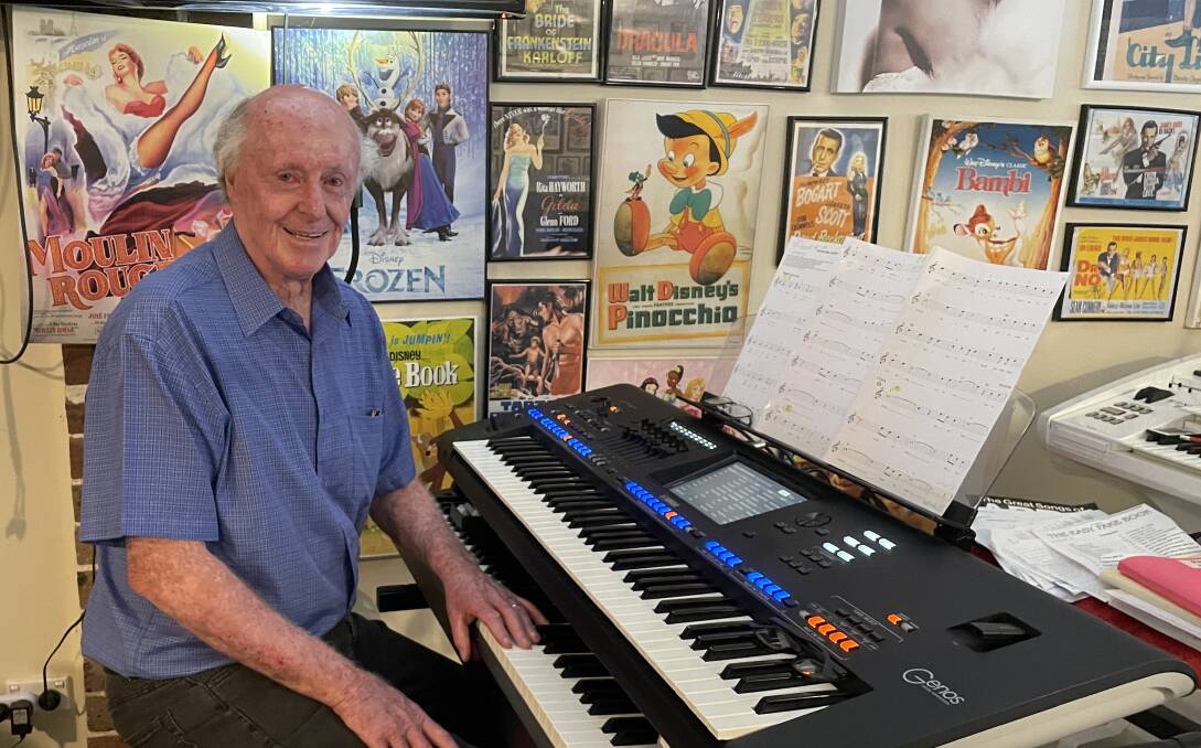 Tom Barber in his Windsor Downs music room, with his pride and joy: a new Yamaha Genos keyboard. Picture: Sarah Falson