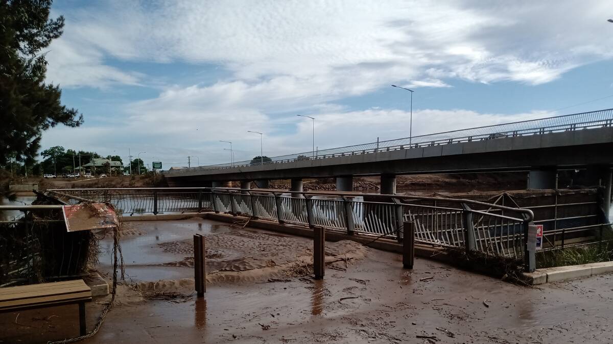 Windsor Bridge and viewing platform after flood water receded on Sunday, March 13. Picture: Sarah Falson