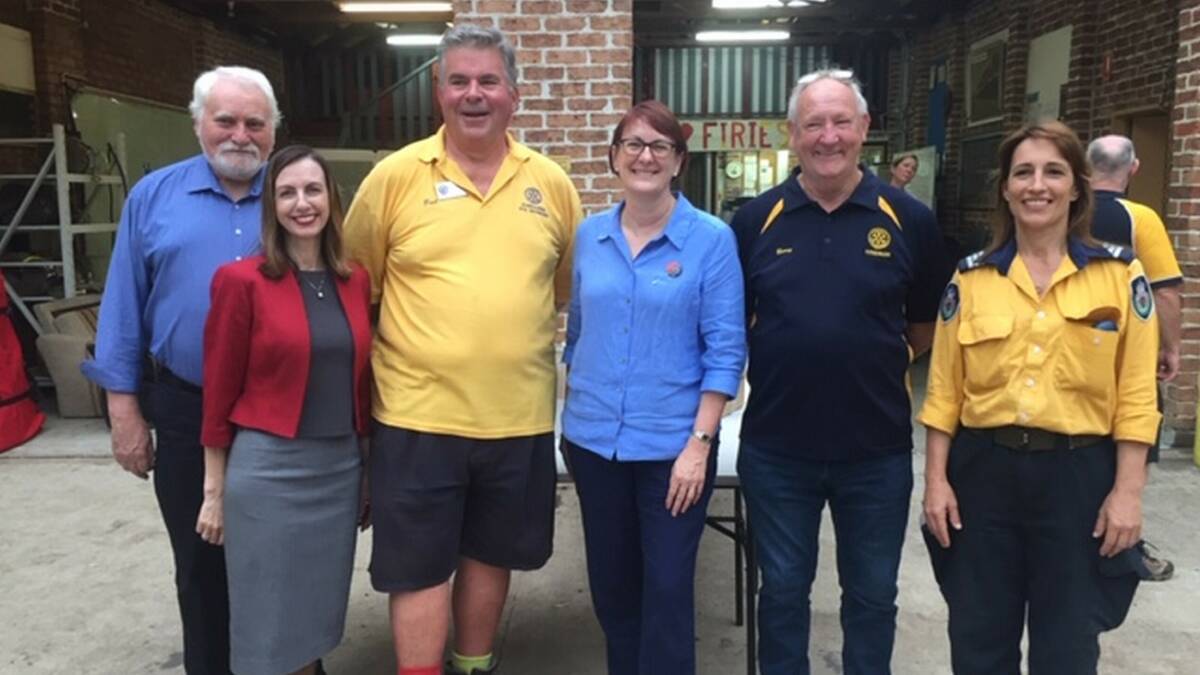 Mayor of Hawkesbury, Councillor Barry Calvert; State Member for Hawkesbury, Robyn Preston; President of Kurrajong North Richmond Rotary, Paul Rogers; Federal Member for Hawkesbury, Susan Templeman; Windsor Rotary Past President, Barry Kennedy; and Captain St Albans Rural Fire Brigade, Lily Stepanovich. Picture: Supplied