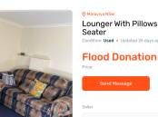 A listing at Maraylya - this lounge set is just one of the items that are free for victims of flood. Picture: MarketLyfe.com.au