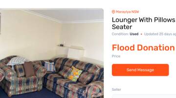 A listing at Maraylya - this lounge set is just one of the items that are free for victims of flood. Picture: MarketLyfe.com.au