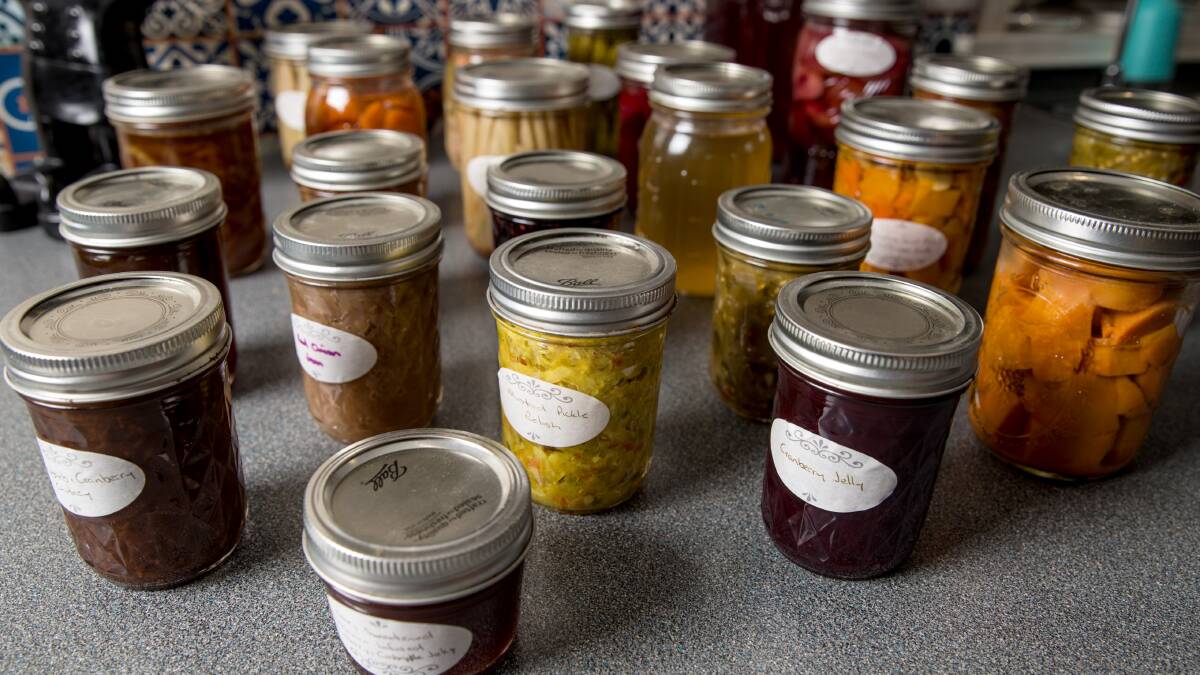 Some of Kirsty Berte's canned goods. Picture: Geoff Jones