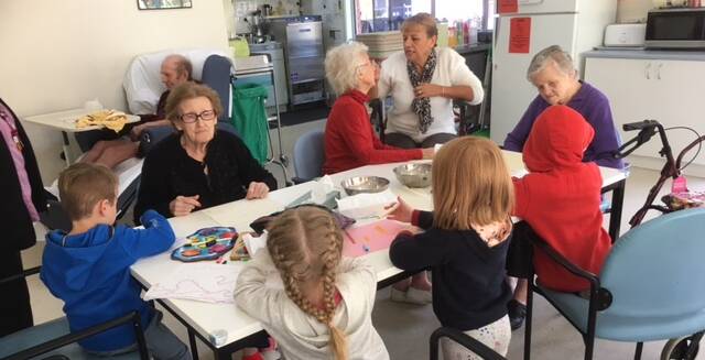 GENERATIONS: Preschool kids aged three-to-five years are visiting Kurrajong Nursing Home residents every month. Picture: Melinda Davis