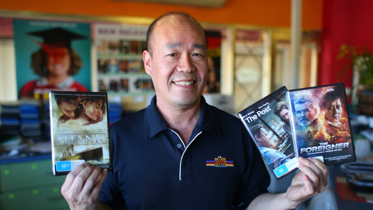 PICKS FOR AUGUST: Windsor Civic Video owner Guirong Wu at his Windsor store. Picture: Geoff Jones