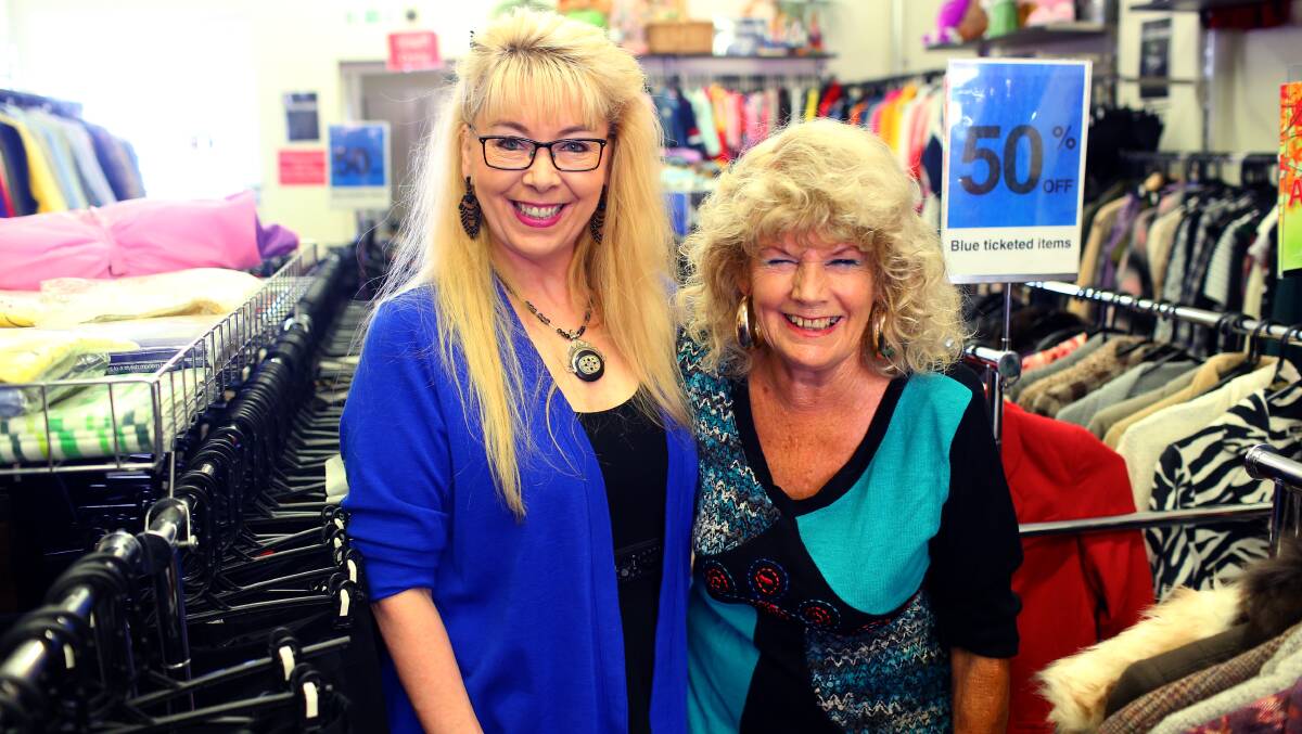 FUN AT WORK: Barbro Watt has a great working relationship with Anglicare Richmond store manager Bronwyn Ashcroft. The duo have been working together for 17 years. Picture: Geoff Jones