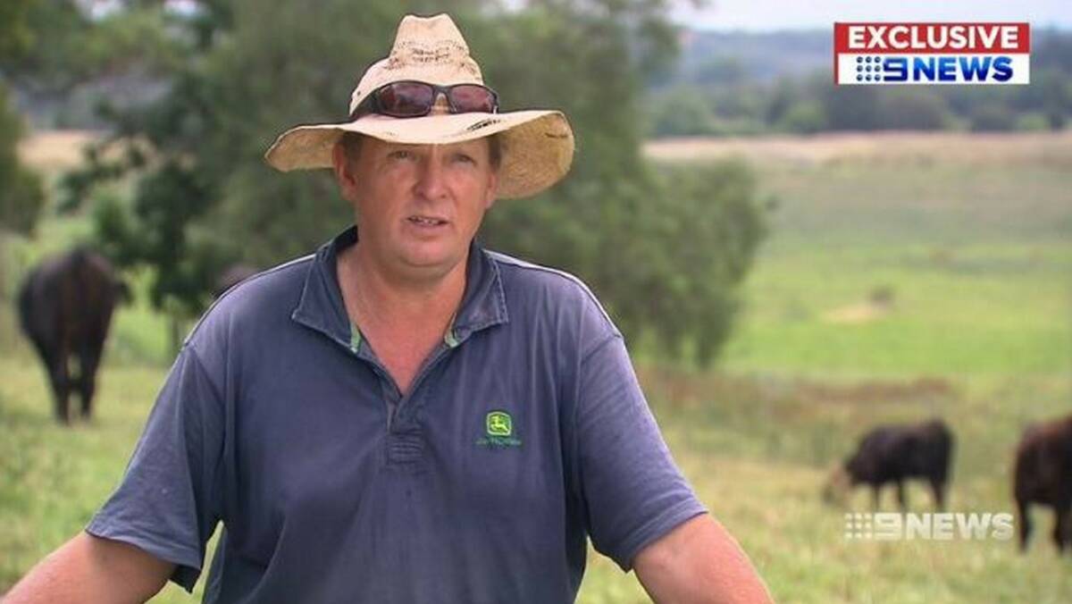 Devastated: Hawkesbury farmer Alastair McLaren on 9news last week. He and his family have been shown to have high levels of PFAS in their blood. Picture: 9news