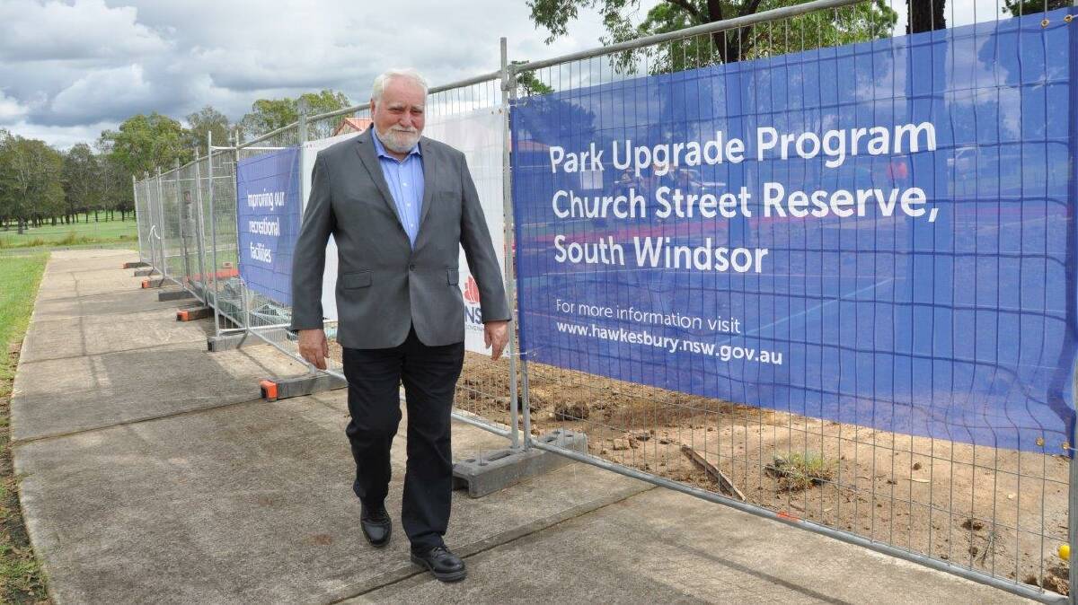 Accessible: The Mayor of Hawkesbury, Councillor Barry Calvert at Church Street Reserve as work commences on the new inclusive play space. Picture: Hawkesbury Council