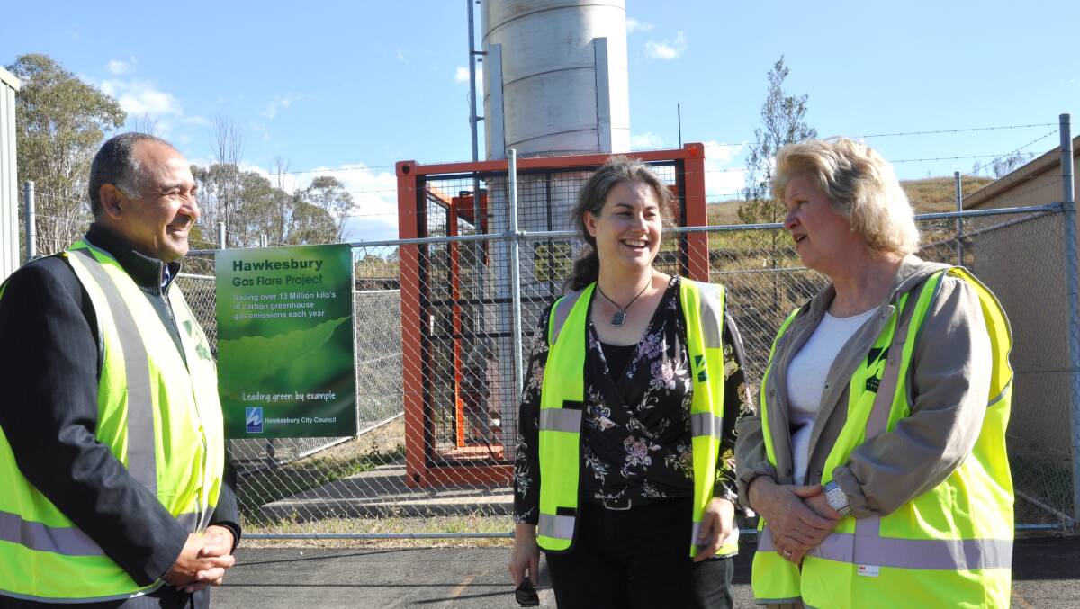 GOOD RESULTS: Waste Management manager Ramiz Younan, councillor Danielle Wheeler (centre) and councillor Amanda Kotlash inspect a gas extraction well at the Waste Management Facility. Picture: Supplied