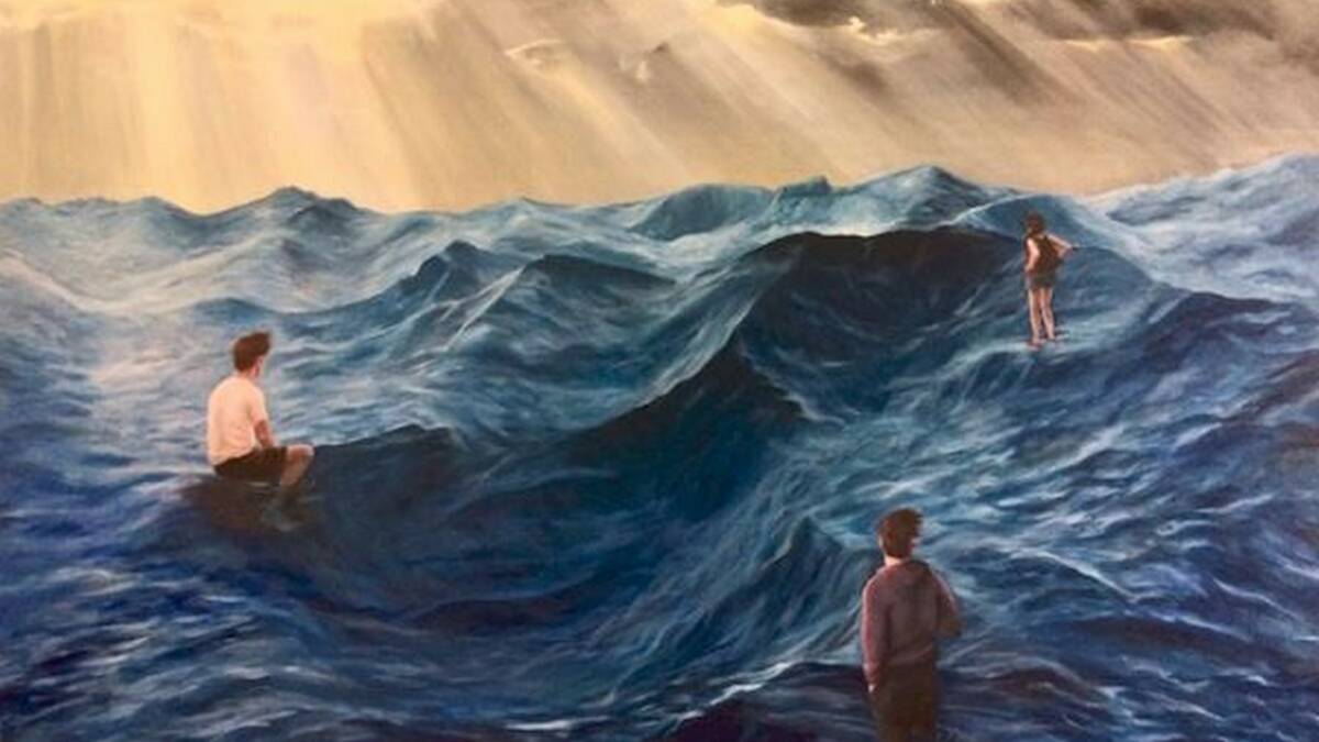 Norwest librarian Sarah Frost's painting Into the Deep which was awarded the 2018 Fisher’s Ghost Art Award for Surrealism. Picture: Supplied