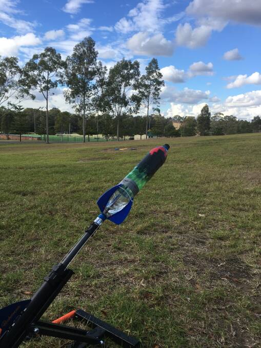 LIFT OFF: The Arndell team's rocket took-out a record, travelling 95.7 metres.