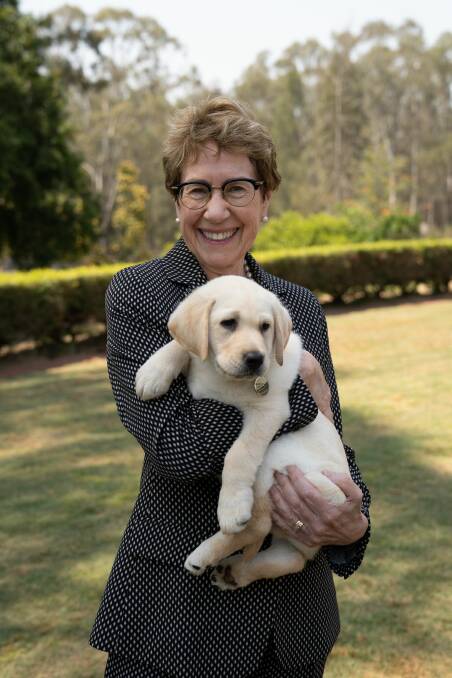 Governor of New South Wales, Margaret Beazley, with Guide Dog Puppy, Beazley. Picture: Supplied.