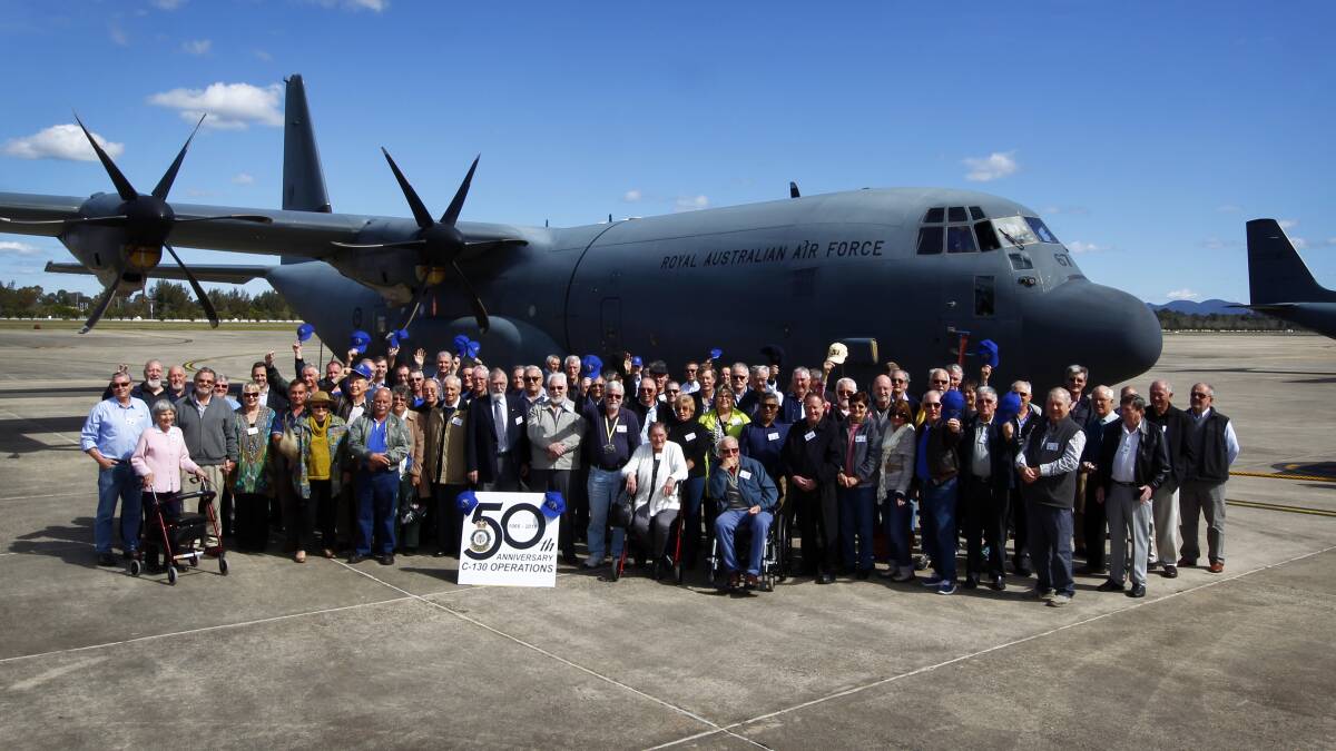 Members of the No 37 Squadron Association during a tour of a C-130J Hercules aircraft. Picture: Department of Defence 