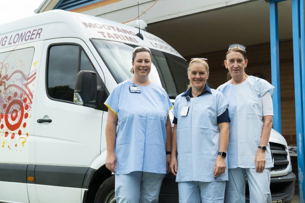Virus testing: Staff at the Coronavirus (COVID-19) Clinic van, which has opened on the Hawkesbury Hospital grounds at Windsor this week. Picture: Supplied