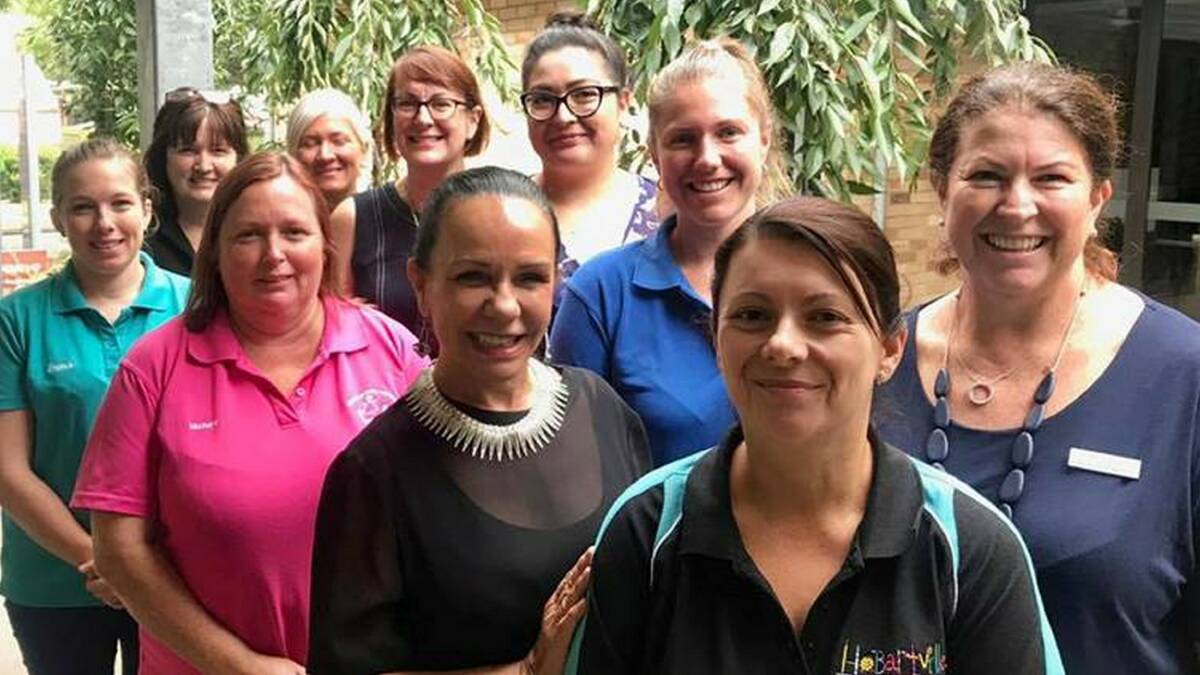 Support appeal: Shadow Minister for NDIS Linda Burney (front, second right), and Federal Member for Macquarie Susan Templeman (back, third left), with Hawkesbury preschool directors.* Picture: Supplied