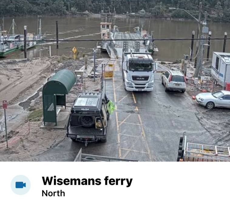 A new live traffic camera has been installed to help road users monitor conditions at Wisemans Ferry - which will be particularly useful during floods. Picture: Live Traffic NSW