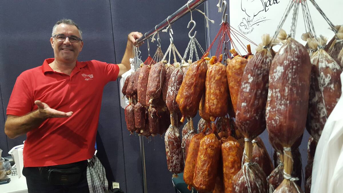 AWARD WINNERS: Adrian Greygoose showcasing his artisan salami at the Canberra Royal show. Picture: Supplied