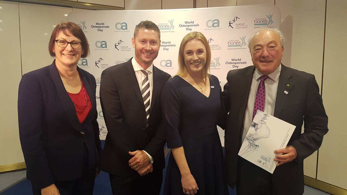 BONE HEALTH: Member for Macquarie, Susan Templeman, Michael Clarke, Sally Pearson, and Dr Mike Freelander (Federal Member for Macarthur and a Member of the Standing Committee on Health, Aged Care and Sport). Picture: Supplied