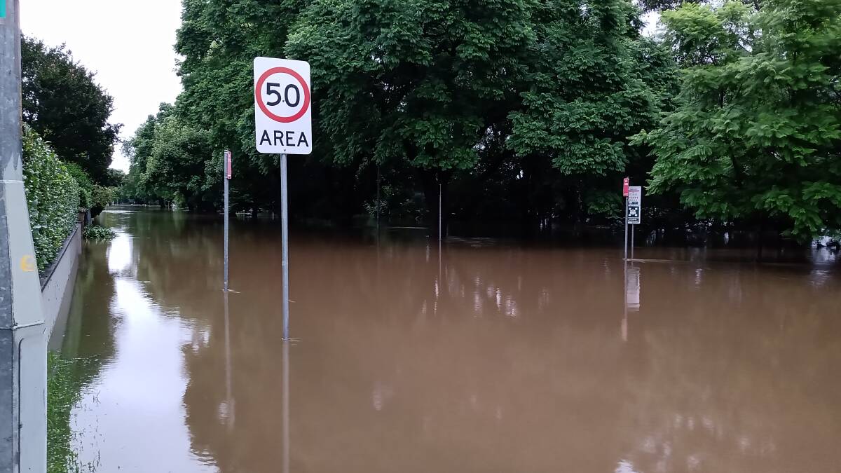 The Terrace, Windsor, under water during the March 2022 floods. Picture: Sarah Falson