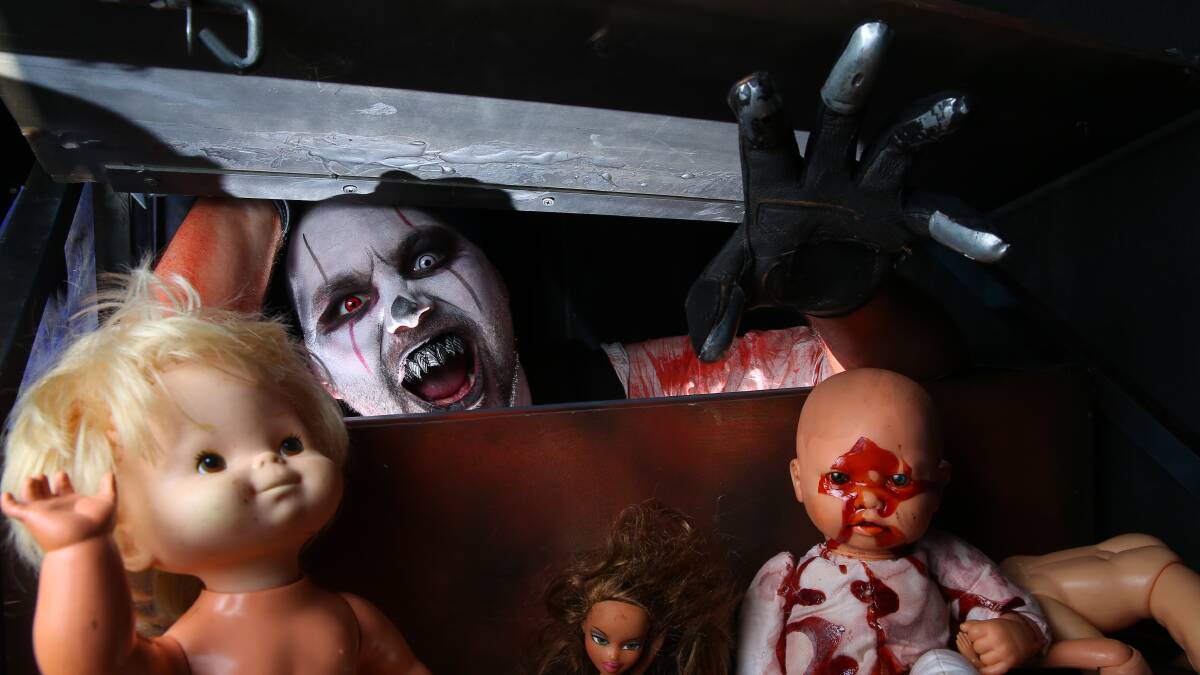 Fearaphobia characters, Metal Mouth, The Doll Maker and Alice May promote the upcoming Fearaphobia at the Hawkesbury Showground. Pictures: Geoff Jones