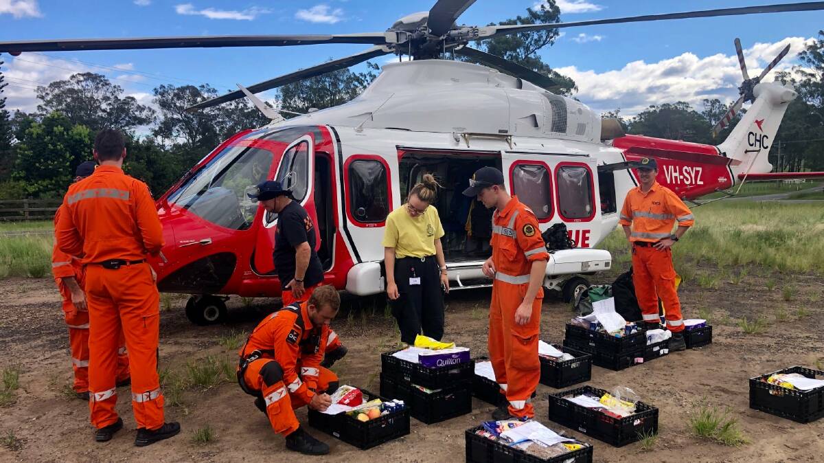 NSW SES Hawkesbury Unit flies-in supplies to the Macdonald Valley and Colo River areas. Picture: NSW SES Hawkesbury Unit/Facebook