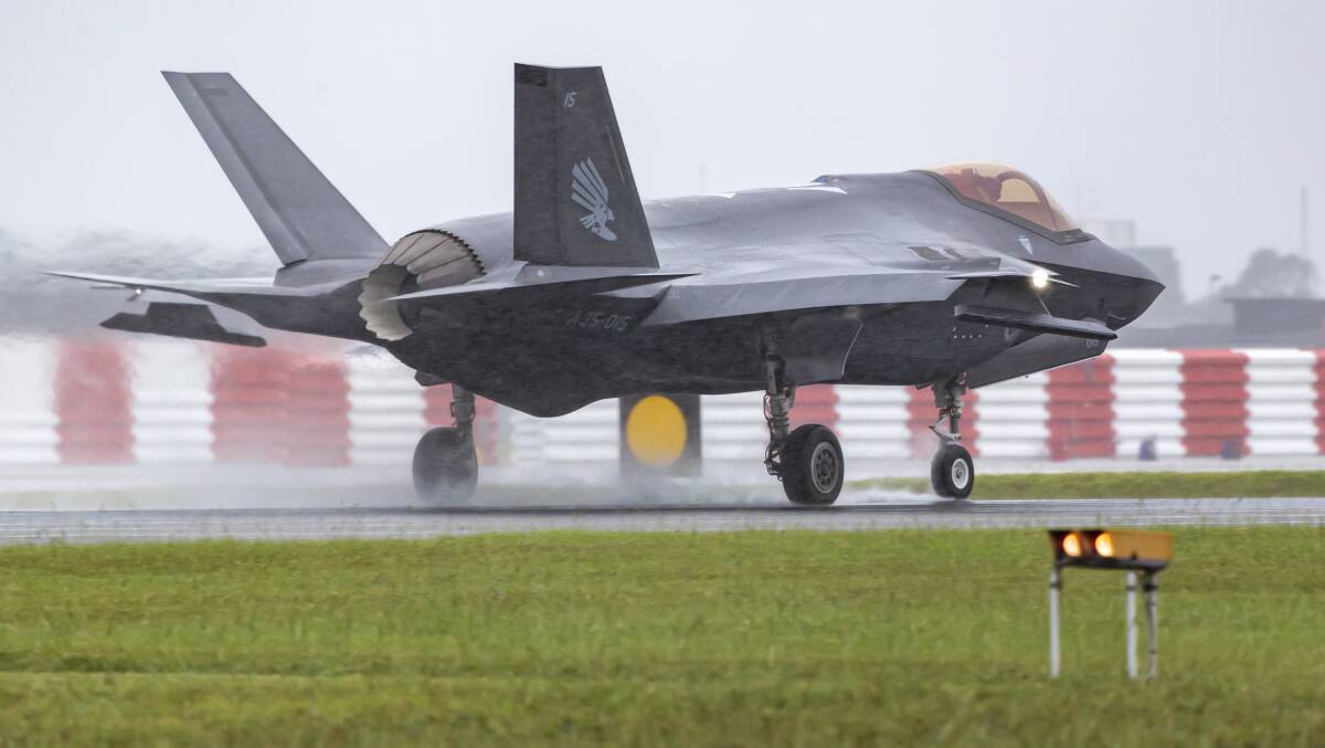 An F-35A Lightning II A35-015 from No. 3 Squadron takes off from RAAF Base Williamtown. Picture: CPL Craig Barrett