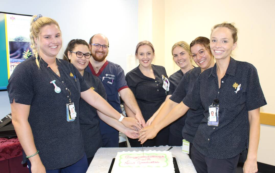 Starting work: Transition to Professional Nursing Program Class of 2018 celebrate beginning their first year as registered nurses. Picture: Anna MacDonald