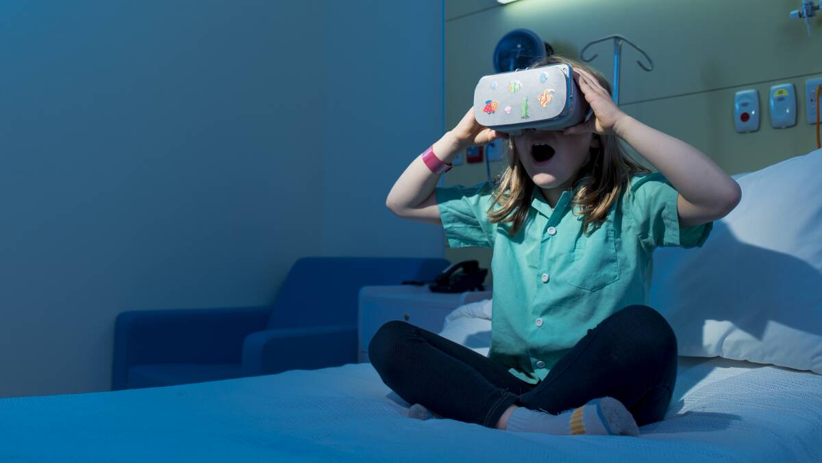 VIRTUAL REALITY FUN: Young patients will be offered the goggles to distract them while they are undergoing short procedures such as blood tests and removal of stitches. Picture: Supplied