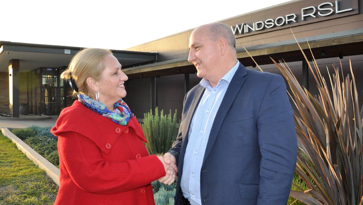 COMMUNITY DONATION: Mayor of Hawkesbury, Councillor Mary Lyons-Buckett and Windsor RSL General Manager Tony Jeffcott. Picture: Supplied