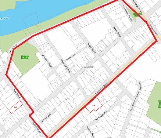 AREA 2: The area within the red outline will have a new bin collection day schedule in Windsor CBD.