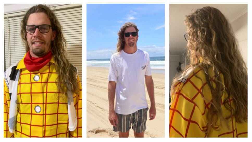 Bradley Green will cut his long hair into a mullet in September for the Black Dog Institute's Mullets for Mental Health fundraising campaign. Pictures: Supplied
