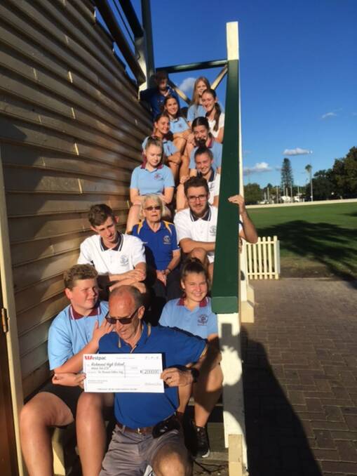 Richmond High students meet with Richmond Lions at Richmond Park grandstand for the cheque presentation. Picture: Supplied