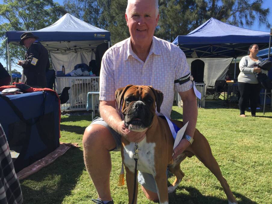 Bill Sewell from Bathurst with Zeb, the 2-year-old Boxer. Picture: Sarah Falson
