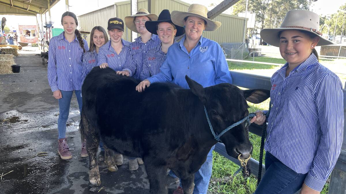 The Colo High School exhibition team, from left, Jade, Mia, Ashley, Mackenzie, Isabelle, agriculture teacher Danielle Alexander, and Katelyn. Picture: Sarah Falson