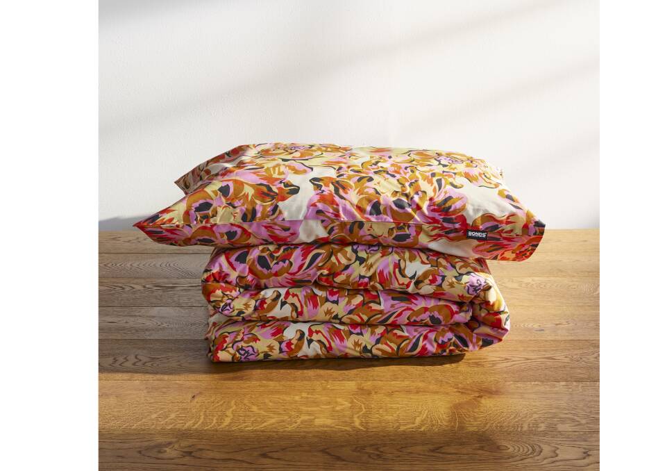 NEW BASICS: Bonds organic quilt cover set, $99.99. A simple way to brighten up your child's bedroom is with colourful bedding. Photo: Supplied