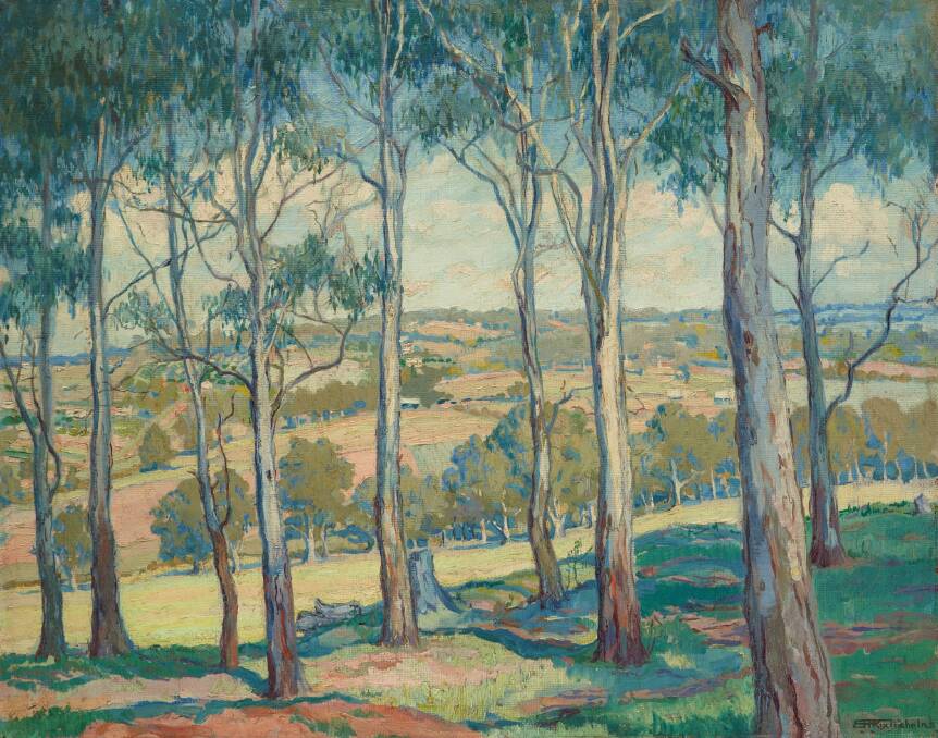 Hilda Rix Nicholas Through the gum trees, Toongabbie c1920, Art Gallery of New South, acquired with the support of the Art Gallery Society of NSW through the Dagmar Halas Bequest 2016.