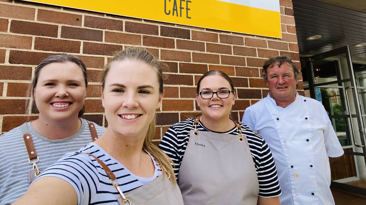 Great to be back: The Hidden Hive Cafe's (from left) Nickayla, Kelsey, Ebony and Brett.