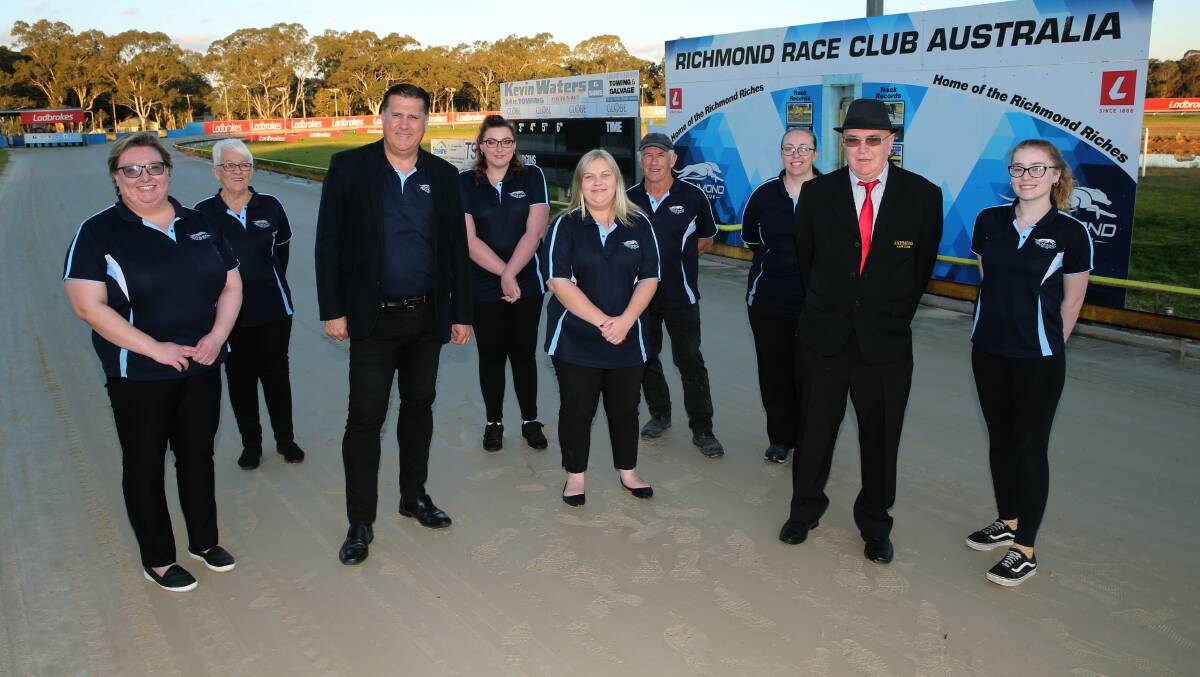 Management and staff at Richmond Race Club. For the latest happenings at the club visit www.richmondgreyhounds.com.au. Picture: Geoff Jones