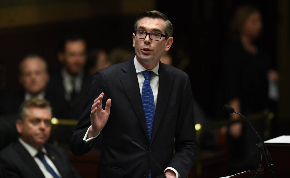 NSW Treasurer Dominic Perrottet delivers the state budget at NSW Parliament House, Sydney, Tuesday, June 19. Picture: Joel Carrett)