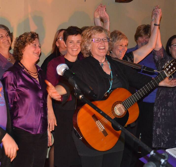 On song: Music director and guitarist Suze Pratten leads the WomanSong group with members including Mandy Conradi, Noni Gander, Kath Moffitt and Jackie Varley.